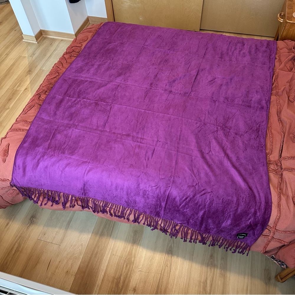 Purple Fringe Throw Blanket